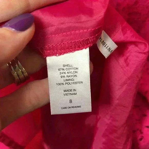 New York & Company Lace Pleated Halter Fit & Flare Dress Size 8 Hot Pink - Picture 6 of 9